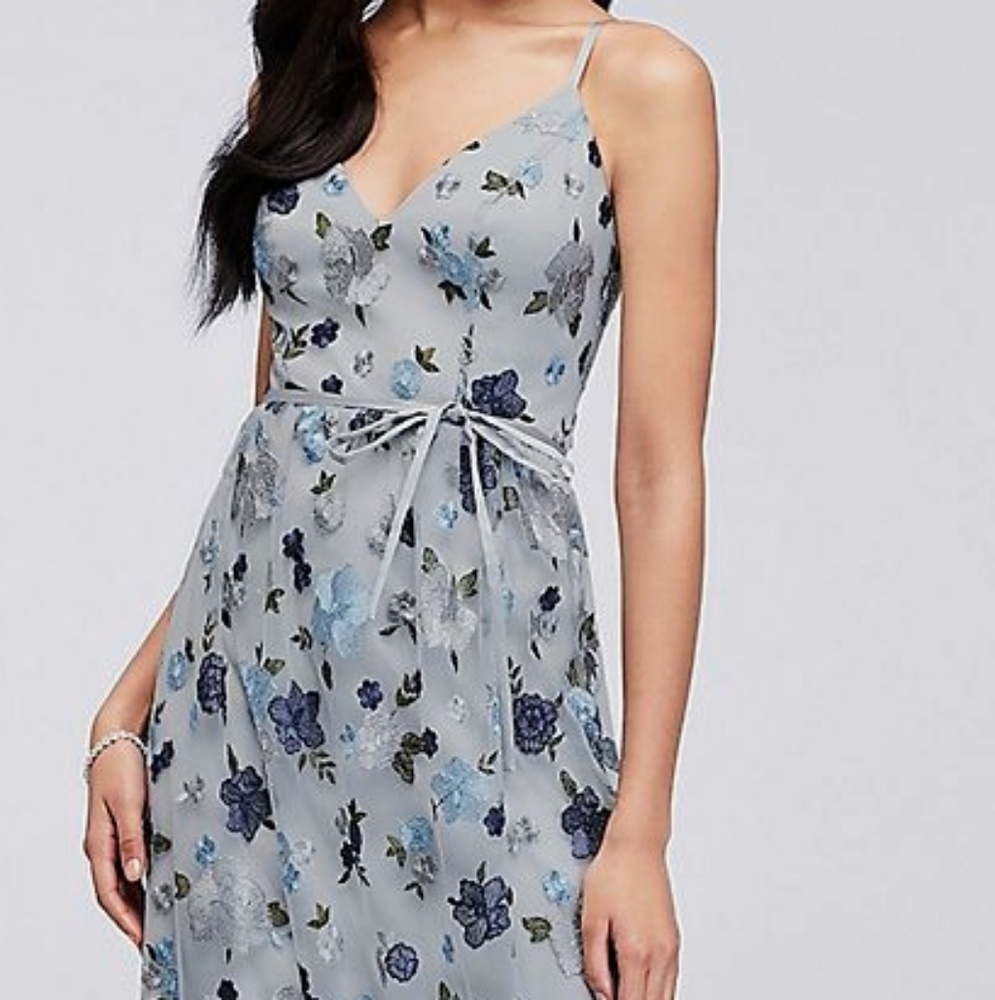 FLORAL EMBROIDERED TANK PROM DRESS